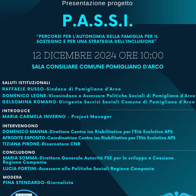 Il Centro Iso Riabilitativo per l’età evolutiva Aps di Pomigliano D’Arco presenta ‘PASSI’, percorso di sostegno alle famiglie di bambini con disabilità