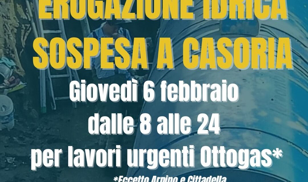 Casoria. Lavori di manutenzione alla rete idrica comunale, ecco quando mancherà l’acqua